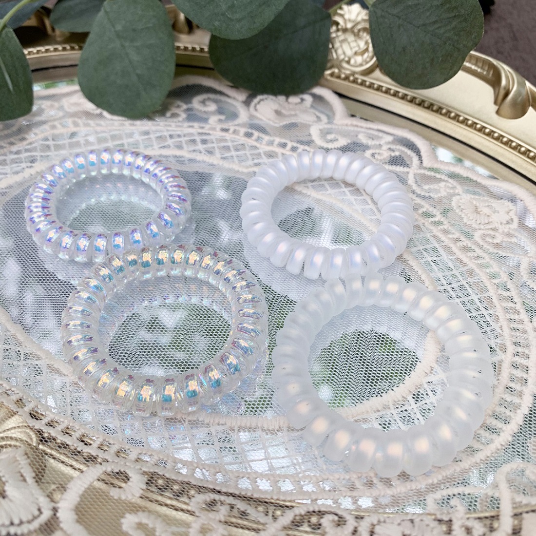 [SG] 5cm Shining & Matte Mermaid Plastic Teleties Band Ponytail Holder, Telephone Wire Cord Spiral Head Ties Hair Band Hair Ring Hair Ties, Hair Accessories Gift for Women