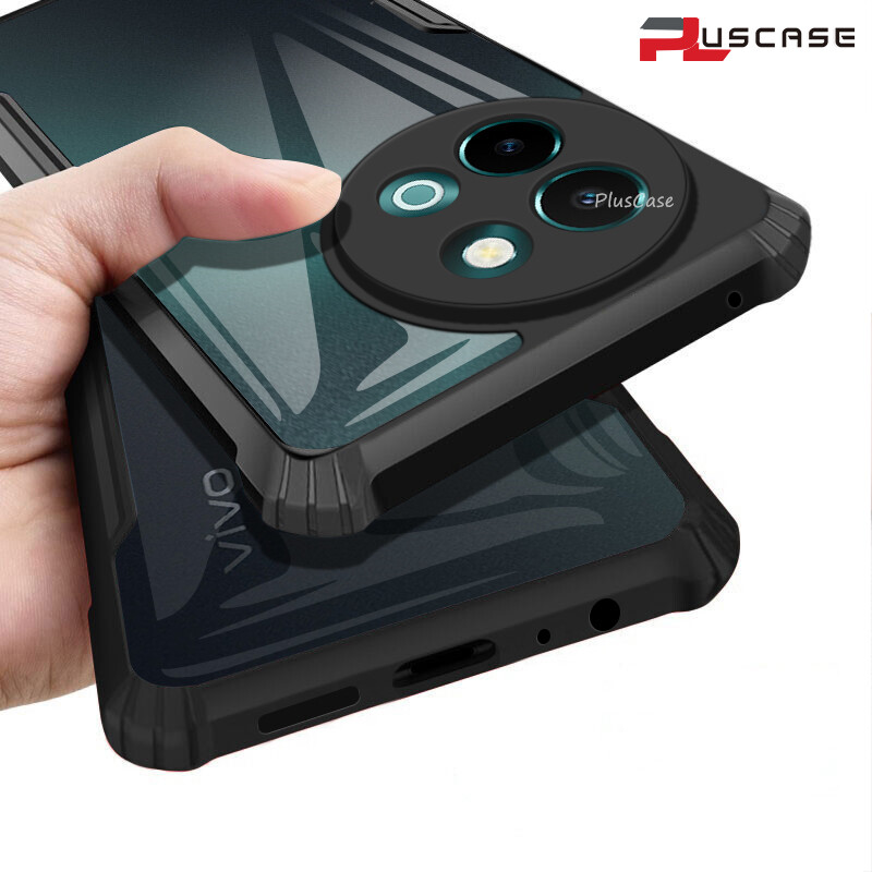 PlusCase for vivo Y38 5G Case Air Cushion Hard Crystal Clear Back Soft Border Shockproof Full Protection Phone Casing
