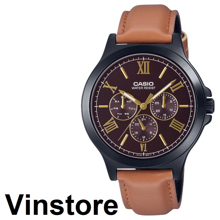 [Vinstore] Casio MTP-V300 Chronography Style Analog Quartz Brown Leather Strap Brown Dial MTP-V300BL-5AUDF MTP-V300BL-5 MTP-V300BL-5A