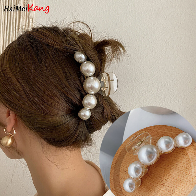 1Pc Acrylic Hair Claws Hair Accessories For Woman Large Size Barrette Crab Ladies Fashion Pearl Claw Clips