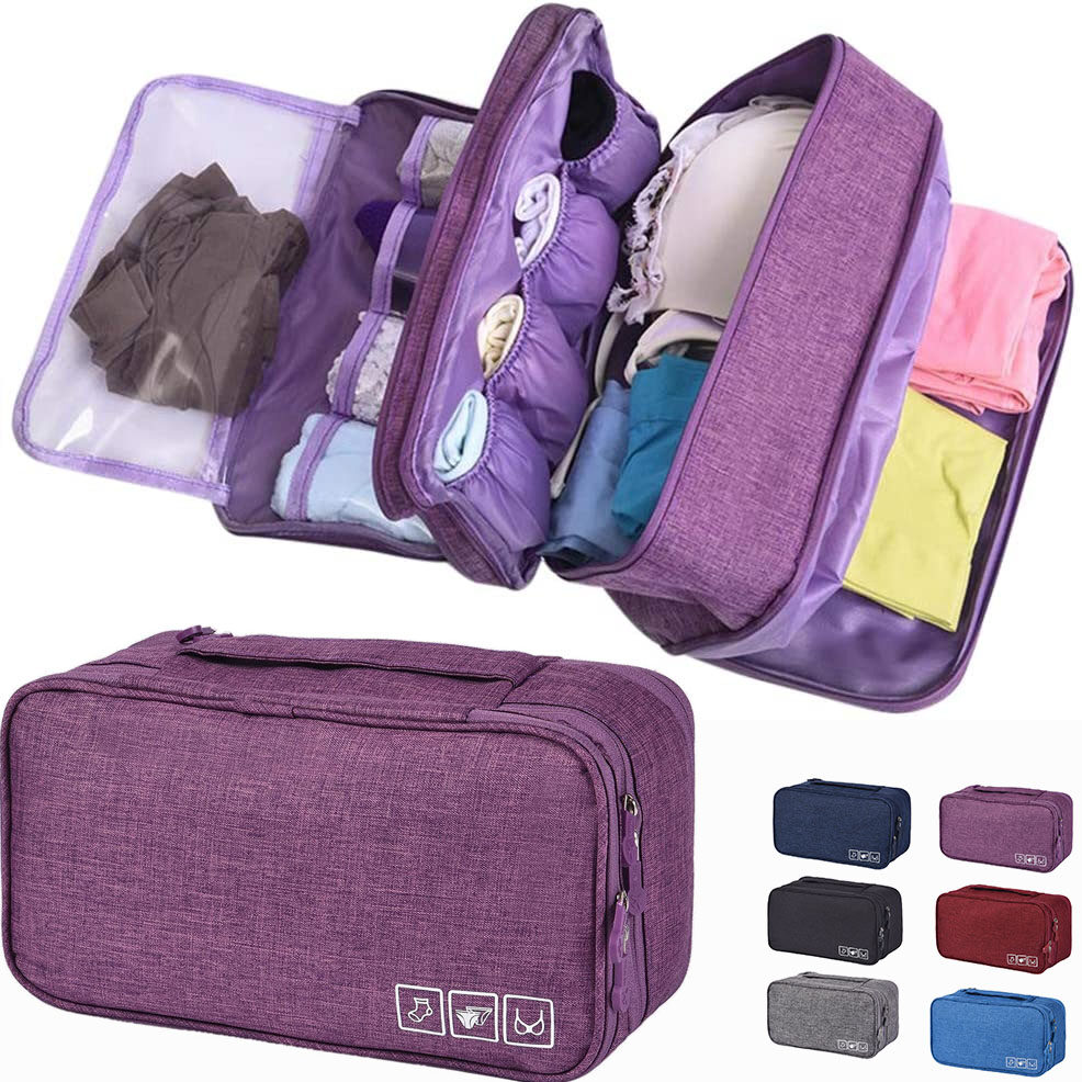 Large Capacity Travel Multi-Function Underwear Organize Storage Bag, Bra/Socks/Cosmetic Accessories Toiletry Accessory Bag for Men Women
