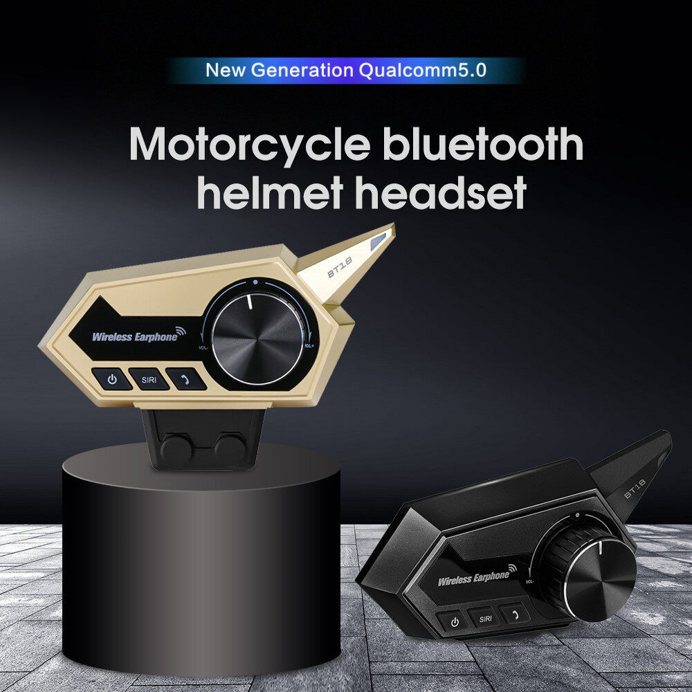 Motorcycle Helmet Bluetooth Headset BT-18 Hands-free Headset Noise Reduction IP67 Waterproof for Helmet Universal
