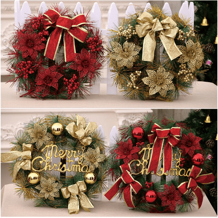 Christmas flower vine ring decoration, 30cm red flower vine, 1 box
