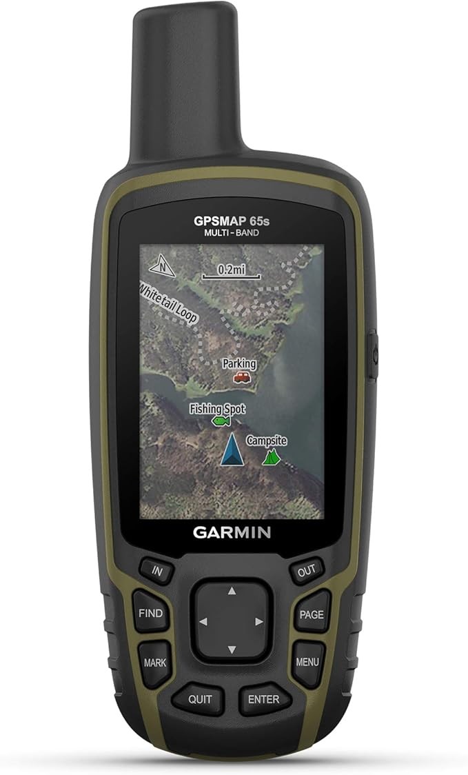 Garmin GPSMAP 65s, button-operated handheld altimeter and compass, expanded satellite support and multi-frequency technology, 2.6-inch color