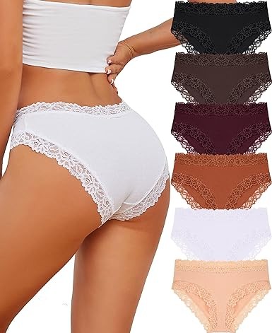 Knowyou Women's Cotton Briefs Playful Bikini Lingerie Package Sexy Lace Low-Rise Briefs